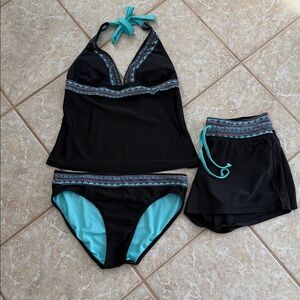 👙🐠🏝️Athleta three piece Tankini with bikini bottom and with swim short! 🐠👙🏝️